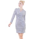 Ash Grey Floral Pattern Button Long Sleeve Dress View1