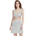 Ash Grey Floral Pattern Velvet Cutout Dress View1