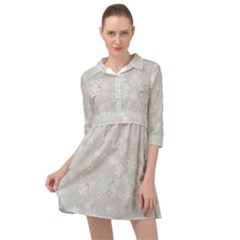 Ash Grey Floral Pattern Mini Skater Shirt Dress by SpinnyChairDesigns