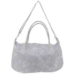 Ash Grey Floral Pattern Removal Strap Handbag by SpinnyChairDesigns