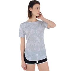 Ash Grey Floral Pattern Perpetual Short Sleeve T-shirt by SpinnyChairDesigns