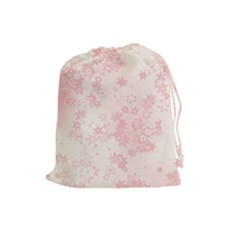 Baby Pink Floral Print Drawstring Pouch (large) by SpinnyChairDesigns