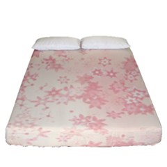 Baby Pink Floral Print Fitted Sheet (queen Size) by SpinnyChairDesigns