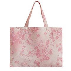 Baby Pink Floral Print Zipper Mini Tote Bag