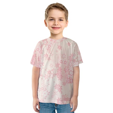 Baby Pink Floral Print Kids  Sport Mesh Tee by SpinnyChairDesigns