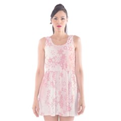 Baby Pink Floral Print Scoop Neck Skater Dress by SpinnyChairDesigns