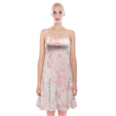 Baby Pink Floral Print Spaghetti Strap Velvet Dress by SpinnyChairDesigns