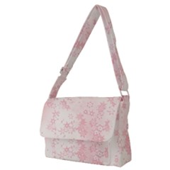 Baby Pink Floral Print Full Print Messenger Bag (m) by SpinnyChairDesigns