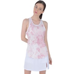 Baby Pink Floral Print Racer Back Mesh Tank Top by SpinnyChairDesigns