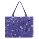 Slate Blue With White Flowers Medium Tote Bag View1