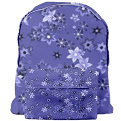 Slate Blue With White Flowers Giant Full Print Backpack by SpinnyChairDesigns