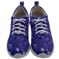 Slate Blue With White Flowers Mens Athletic Shoes by SpinnyChairDesigns