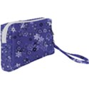 Slate Blue With White Flowers Wristlet Pouch Bag (Small) View2