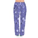 Slate Blue With White Flowers Women velvet Drawstring Pants View2