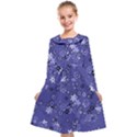 Slate Blue With White Flowers Kids  Midi Sailor Dress View1