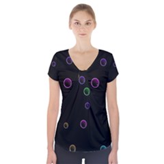 Bubble In Blavk Background Short Sleeve Front Detail Top by Sabelacarlos