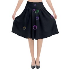 Bubble In Blavk Background Flared Midi Skirt by Sabelacarlos