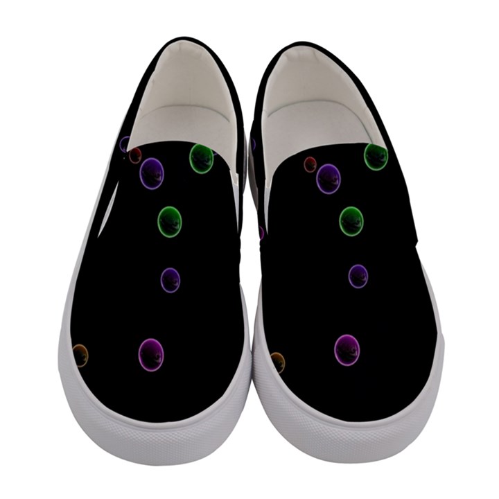 Bubble in blavk background Women s Canvas Slip Ons