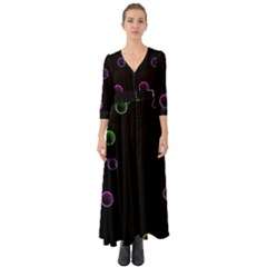 Bubble In Blavk Background Button Up Boho Maxi Dress by Sabelacarlos