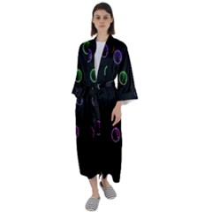 Bubble In Blavk Background Maxi Satin Kimono by Sabelacarlos