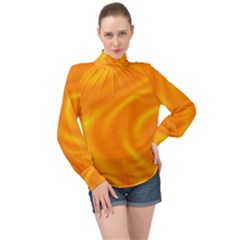 Honey Wave  High Neck Long Sleeve Chiffon Top by Sabelacarlos