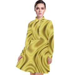 Golden Wave  Long Sleeve Chiffon Shirt Dress