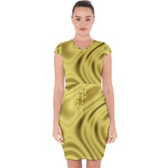 Golden Wave  Capsleeve Drawstring Dress  by Sabelacarlos