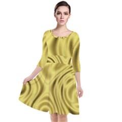 Golden Wave  Quarter Sleeve Waist Band Dress by Sabelacarlos