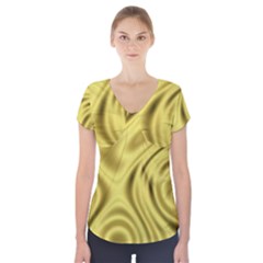 Golden Wave  Short Sleeve Front Detail Top by Sabelacarlos