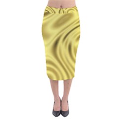 Golden Wave  Velvet Midi Pencil Skirt