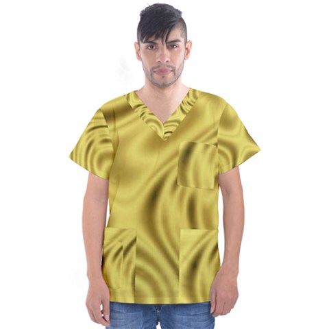 Golden Wave  Men s V-neck Scrub Top by Sabelacarlos