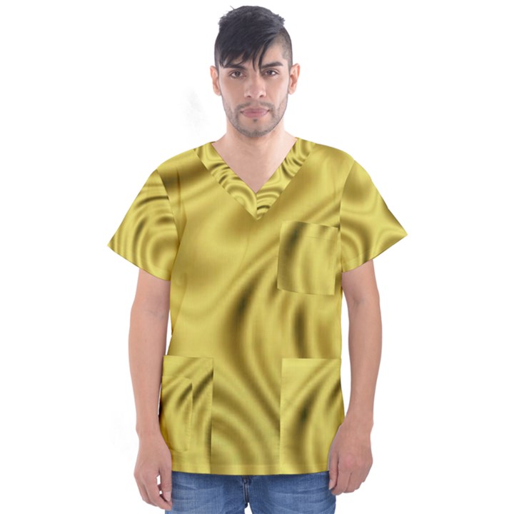 Golden wave  Men s V-Neck Scrub Top