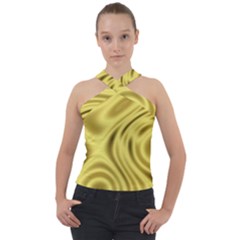 Golden Wave  Cross Neck Velour Top