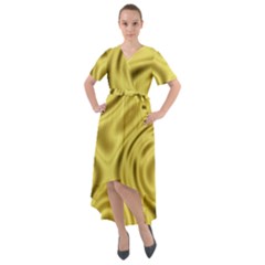 Golden Wave  Front Wrap High Low Dress by Sabelacarlos