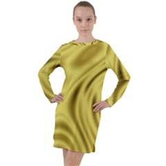 Golden Wave  Long Sleeve Hoodie Dress by Sabelacarlos