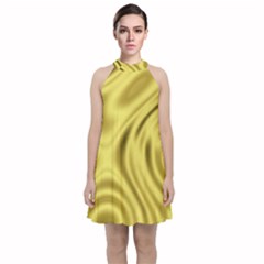 Golden Wave  Velvet Halter Neckline Dress  by Sabelacarlos