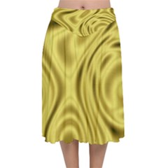 Golden Wave  Velvet Flared Midi Skirt by Sabelacarlos