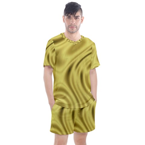 Golden Wave Men s Mesh Tee And Shorts Set by Sabelacarlos