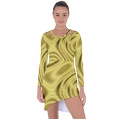 Golden Wave Asymmetric Cut-out Shift Dress by Sabelacarlos