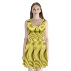 Golden Wave Split Back Mini Dress  by Sabelacarlos