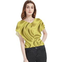 Golden Wave Butterfly Chiffon Blouse