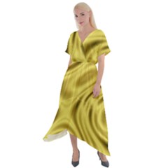 Golden Wave Cross Front Sharkbite Hem Maxi Dress by Sabelacarlos