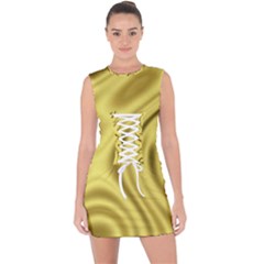 Golden Wave Lace Up Front Bodycon Dress by Sabelacarlos