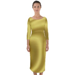 Golden Wave 2 Quarter Sleeve Midi Bodycon Dress by Sabelacarlos