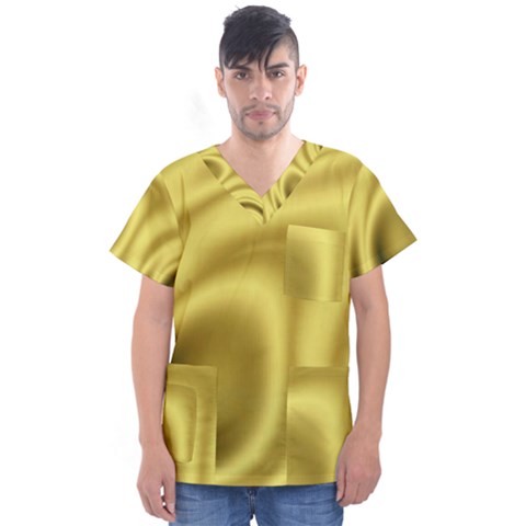 Golden Wave 2 Men s V-neck Scrub Top by Sabelacarlos