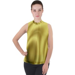 Golden Wave 2 Mock Neck Chiffon Sleeveless Top by Sabelacarlos