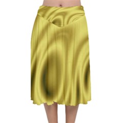 Golden Wave 2 Velvet Flared Midi Skirt by Sabelacarlos