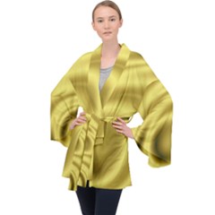 Golden Wave 2 Long Sleeve Velvet Kimono  by Sabelacarlos