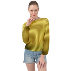 Golden Wave 2 Banded Bottom Chiffon Top by Sabelacarlos