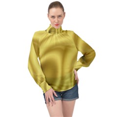 Golden Wave 2 High Neck Long Sleeve Chiffon Top by Sabelacarlos